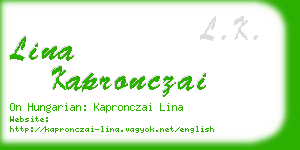 lina kapronczai business card